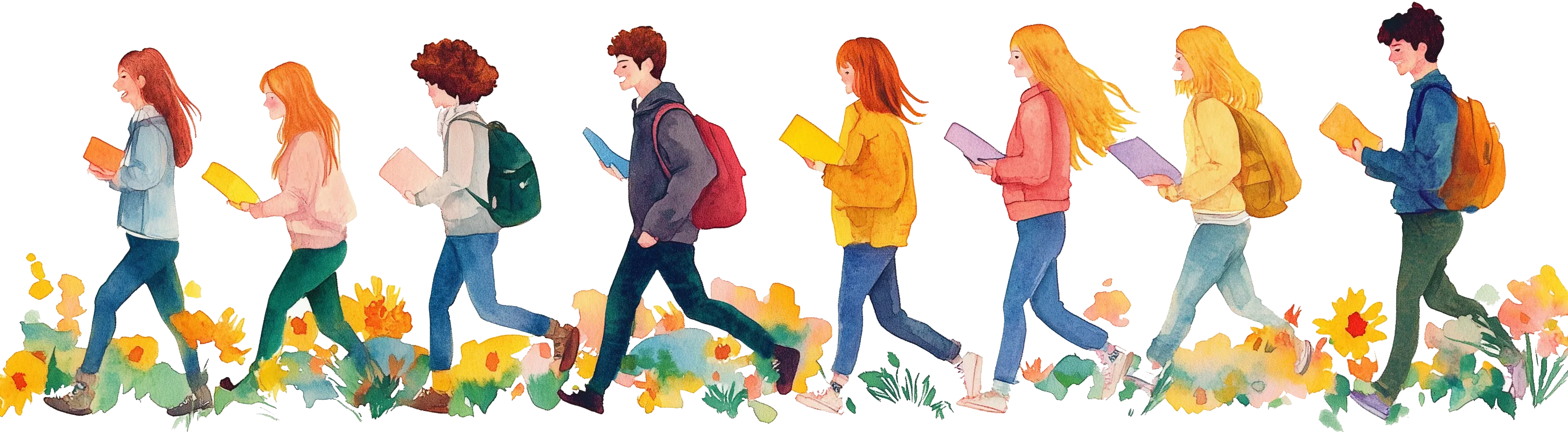 Students walking